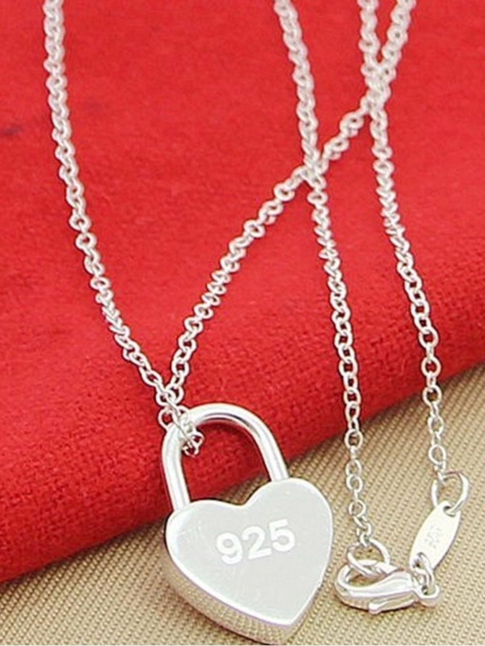 🩶 NEW Sterling Silver 925 Heart Padlock Necklace - Silver 🩶